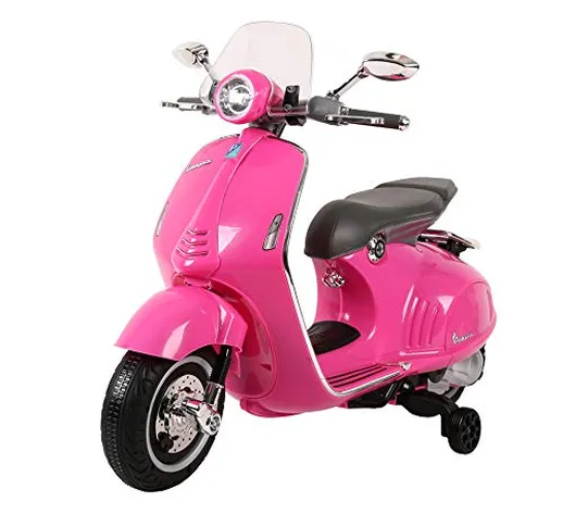 Babycar Vespa Piaggio Moto per Bambini 946 (Rosa) con MP3 LUCI E Suoni Ufficiale con Licen...