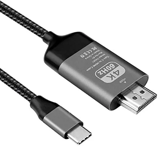 EasyULT Cavo USB C a HDMI (4K@60Hz), USB 3.1 Tipo C a HDMI Cavo 2M, Compatibile per Macboo...
