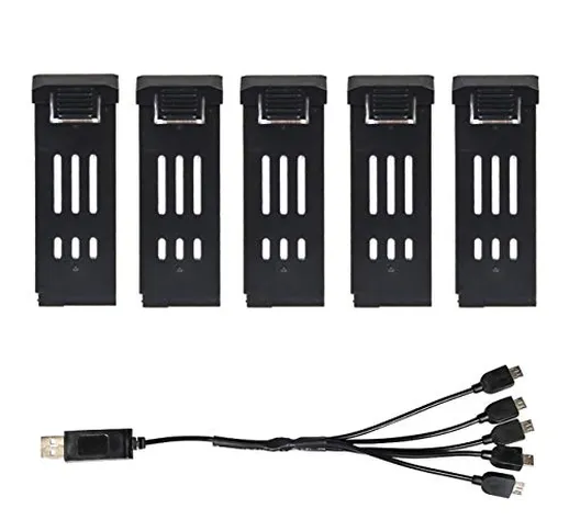 5Pcs 3.7V 1200mAh Batteria Lipo con Caricabatterie Cavo per E58 JY019 RC Drone Pezzi di Ri...