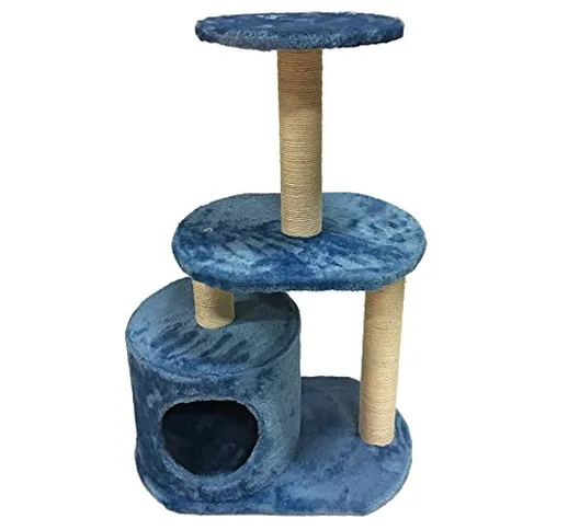 Rebecca Mobili LuckyPet Tiragraffi Albero Gioco Palestra per Gatto, Beige Azzurro Sisal MD...