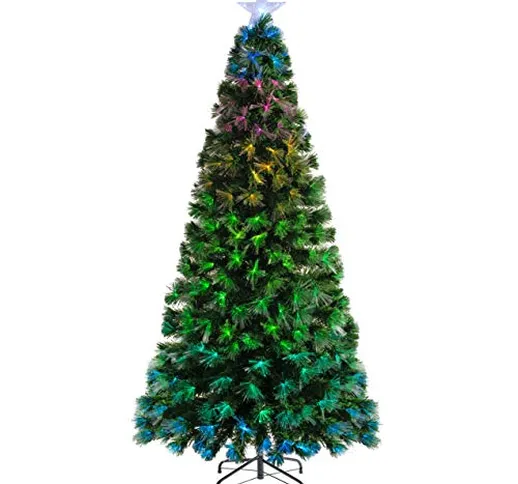 WeRChristmas - Albero di Natale in Fibra Ottica Cambia Colore con regolatore, Verde, 5 ft/...
