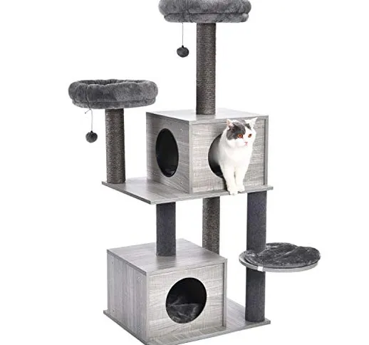 PAWZ Road Tiragraffi per Gatti Stabile, Tiragraffi Albero di Gatti con casa e Colonna Rive...