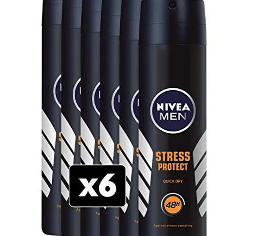 NIVEA Stress Protect Men Deodorante Spray, 6 Confezioni da 150 ml