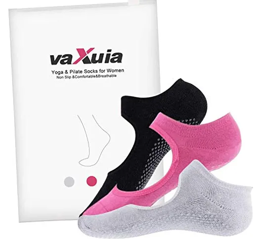 Vaxuia Adult - Calze da Yoga per Pilates, Balletto e Asta, 3 Paia di Calzini in Cotone, Ta...