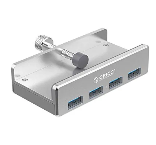 ORICO USB HUB Tipo Clip, 4 Porte USB 3.0 Hub 5 Gbps Super velocità Mini hub Dati in Allumi...