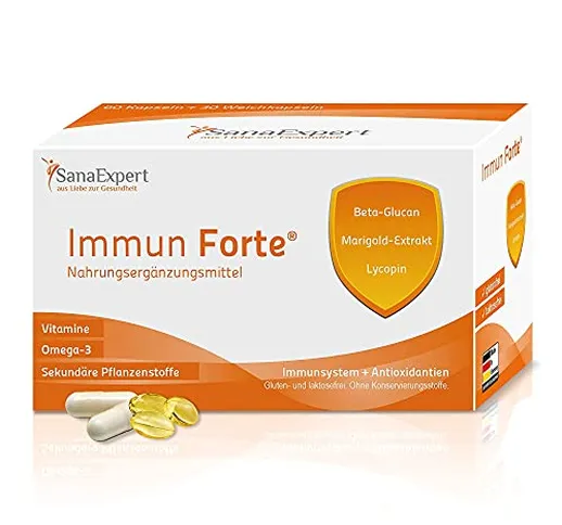 SanaExpert Immun Forte | VITAMINE PER RINFORZARE IL SISTEMA IMMUNITARIO | con omega-3, bet...