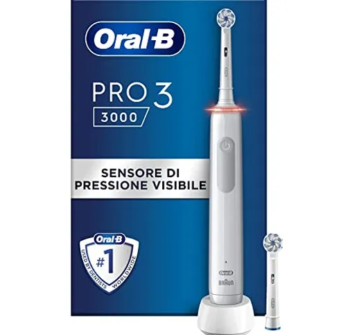 Oral-B Spazzolino Elettrico Ricaricabile Pro 3 3000, Sensore di Pressione Luminoso, Batter...