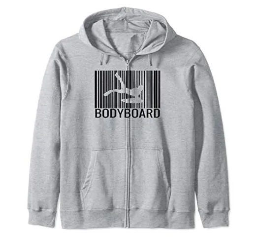 Bodyboard Barcode Silhouette Bodyboarding Surfisti Felpa con Cappuccio