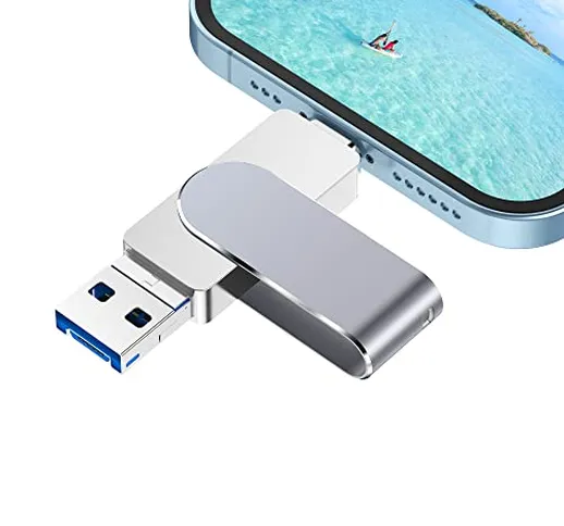128GB Chiavetta USB per iPhone iPad Memoria USB 4 in 1 Memory Stick 3.0 Pen Drive per iOS...