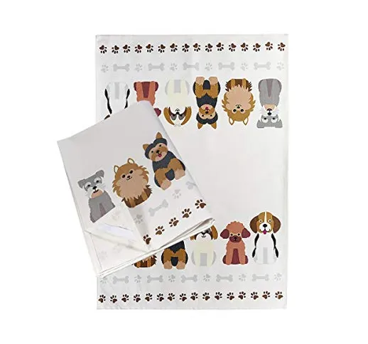 SPOTTED DOG GIFT COMPANY Set di 2 Strofinacci Cucina Cotone, Strofinacci, 50 x 70 cm Asciu...