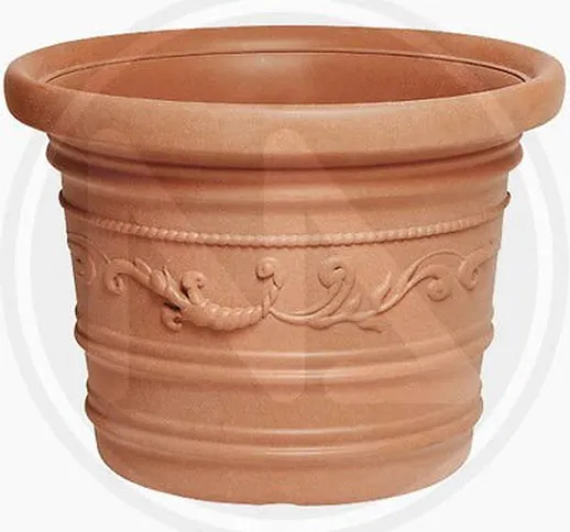 VASO TONDO Festonato - Ø 80Cm - IN RESINA - Colore TERRACOTTA - doppio bordo