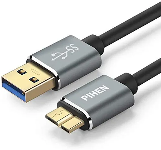 PIHEN Micro B Cavo, cavo di sincronizzazione USB 3.0 a micro USB 3.0 con connettore in all...