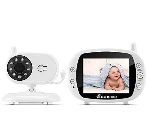 Baby Monitor, Videocamera BOIFUN con schermo da 3.5 ''Supporto batteria ricaricabile VOX V...