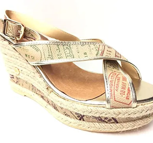 ALV BY ALVIERO MARTINI Scarpe Sandalo Donna Cam 14 Pelle Beige Originale PE 2020