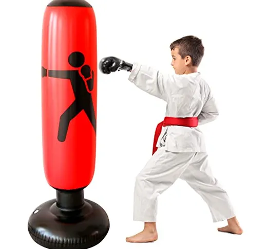 Sacco da boxe per bambini e adulti, 160 cm, gonfiabile, per bambini, adulti, pratica karat...