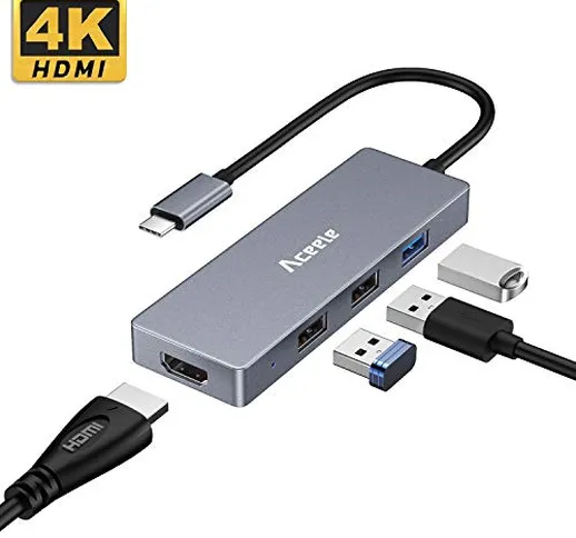 Aceele USB C Hub USBC 3.1 Tipo C Adattatore con Porte 4K HDMI USB 2.0 e USB 3.0 Compatibil...