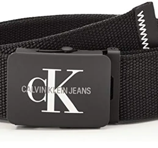 Calvin Klein J 4cm Adj.Monogram Canvas Belt Cintura, Nero (Black 001), 6 (Taglia Produttor...