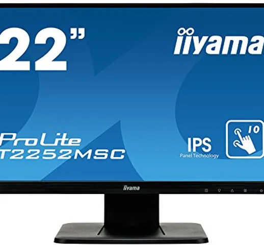 iiyama ProLite T2252MSC-B1 54.6 cm, 22 Pollici, IPS LED-Monitor Full-HD 10 Punkt Multitouc...