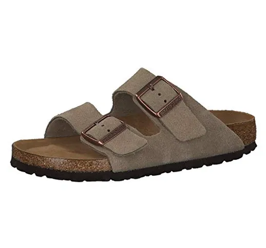 Birkenstock Arizona Taupe Plantare Morbido Pelle Scamosciata