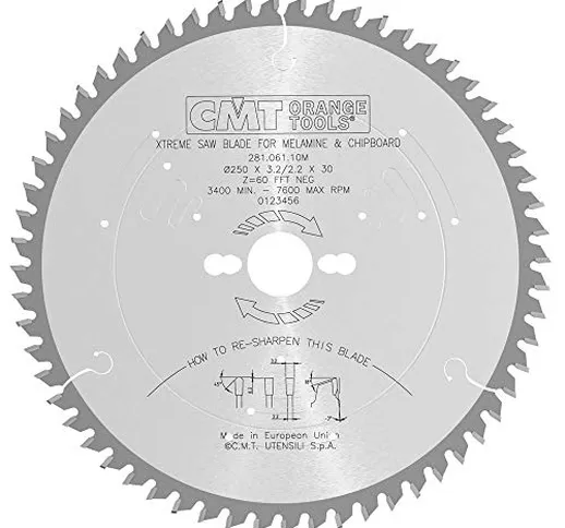 CMT Orange Tools 281,061.10 m-Sega circolare 3,2 250 x 30 x 60 gradi z-6 tcg