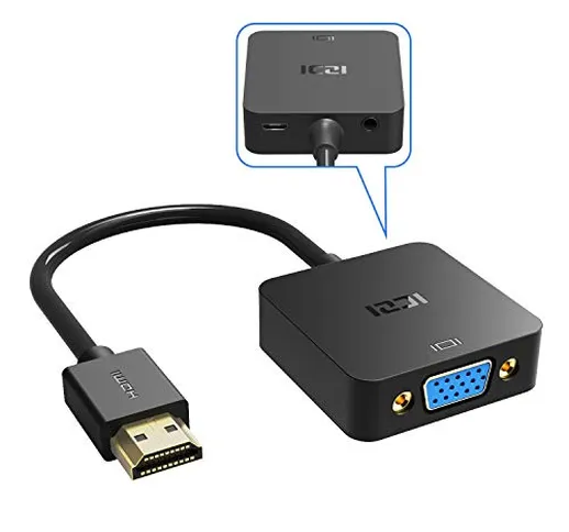 ICZI Adattatore HDMI a VGA Trasmette Contemporaneamente Audio e Video 1080P, Convertitore...