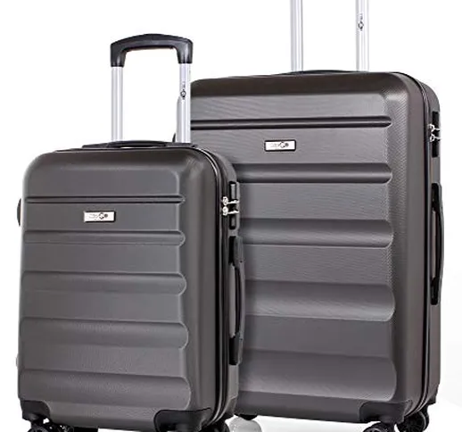CABIN GO 5572 Set da 2 Valigie Trolley rigidi in ABS, grande e piccola valigia con ruote,...