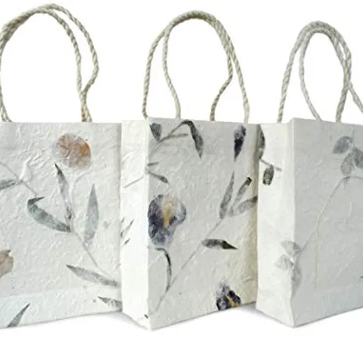 Eco Bags Borse Regalo Realizzato a Mano Dimensione Piccola Bougainvillea, Iris e Foglie -...