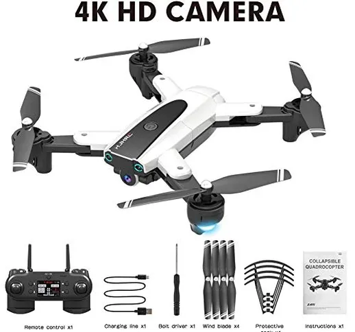 Drone WiFi FPV, Drone Con Videocamera HD Live Video RC Quadcopter GPS HJ18 1080P 4k Drone...