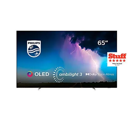 Philips 65OLED754, 7 series Smart TV OLED UHD 4K con tecnologia Ambilight su 3 lati
