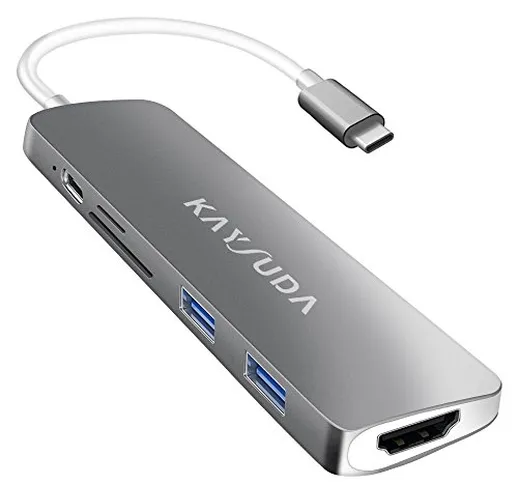 Kaysuda USB C Hub (6 in 1) Alluminio con HDMI 4K, USB 3.1 Type-C Adattatore PD Power Deliv...