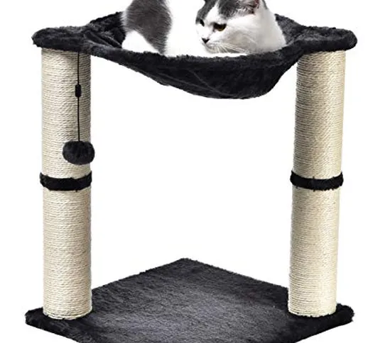 Amazon Basics - Albero per gatti con amaca e palo tiragraffi, 40,6 x 50,8 x 40,6 cm, grigi...