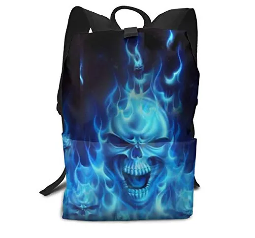 Unisex Zaino Stampa 3D Teschio Fuoco Fiamma Bruciare Scuola Borsa da Viaggio Zaino Per Bam...