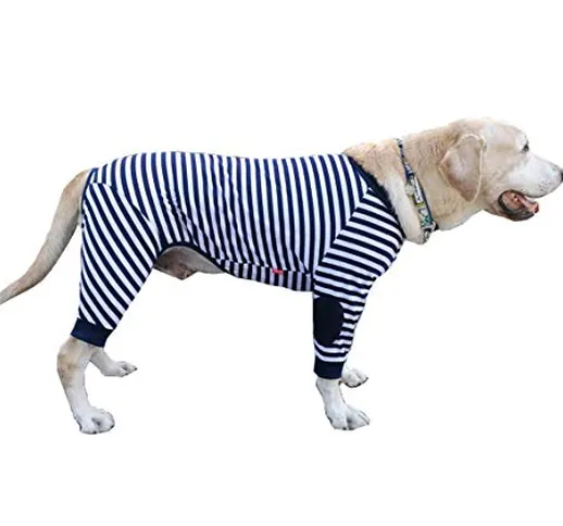 BT Bear, pigiama per cani, adattabile e traspirante, con cerniera, tuta intera a righe in...
