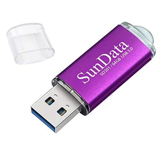 SunData Pendrive 64GB Chiavetta USB 3.0 archiviazione dati pen drive Fino a 90 MB/s, (Conf...