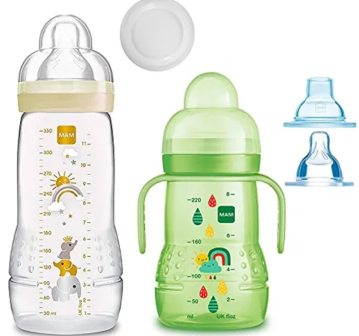 MAM - Set di biberon Easy Active Baby Bottle con tettarella da 330 ml e beccuccio morbido