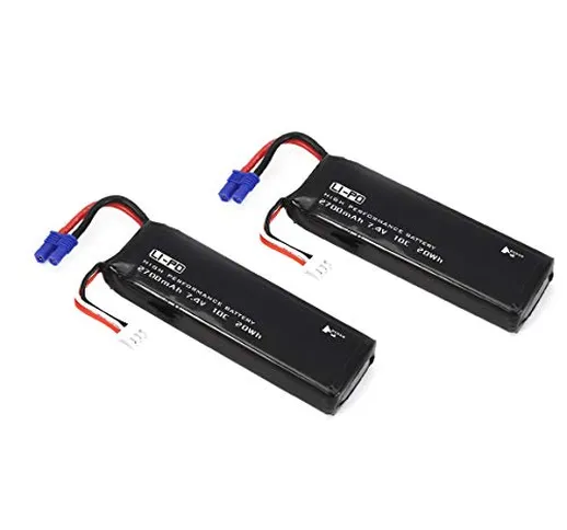 KoelrMsd 2 pezzi 7.4V 2700mAh 10C 20Wh Kit batteria Li-po Accessorio di ricambio per Hubsa...