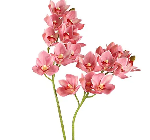 HUAESIN 2PCS Fiori Phalaenopsis Artificiali Rosa Fiori Finti Orchidea Rami Fiori Finti da...