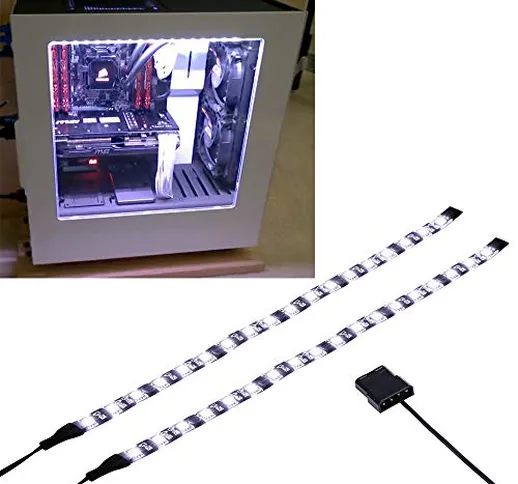 Ubanner PC LED Barra luminosa flessibile Illuminazione per computer bianca Kit custodia pe...