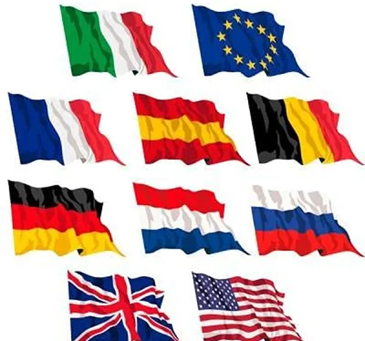Set 10 bandiere 90 x 150 cm USA e Europa per hotel enti villaggi turistici