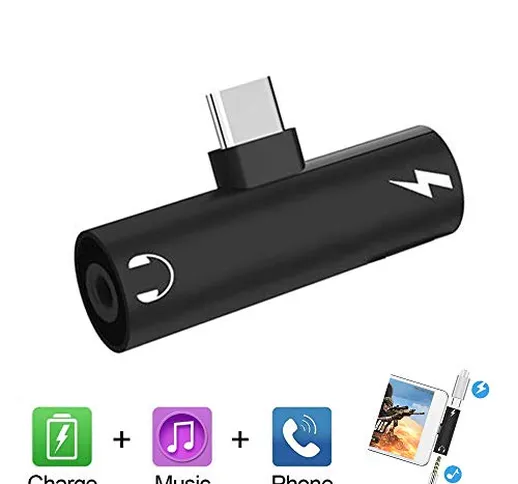 jack usb c, 2 in 1 Aux USB Tipo C Adattatore Jack Cuffie 3,5 mm Audio Adattatore con Ricar...