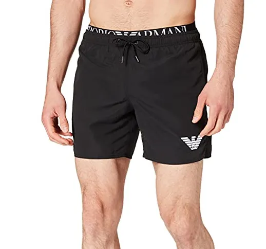 Emporio Armani Swimwear Boxer Logoband Costume da Bagno, Black, 50 Uomo