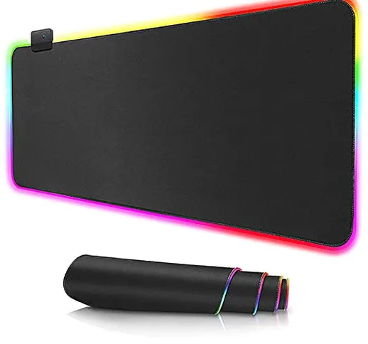 Anmete RGB Tappetino Mouse Gioco 900x400x4mm Grande Mouse Pad Gaming XXL 14 LED Colori Eff...