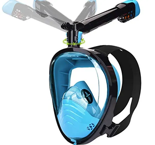 LEMEGO Maschera Snorkeling Maschera Subacquea con Visuale Panoramica 180° Design Pieno Fac...