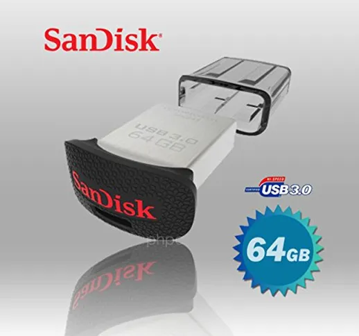 SanDisk Ultra Fit Unità Flash, USB 3.0 da 64 GB con Velocità fino a 150 MB/sec