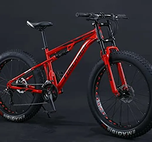 Fat Bike 24 26 pollici Mountain Bike Sospensioni complete con pneumatici grandi (rosso, 24...