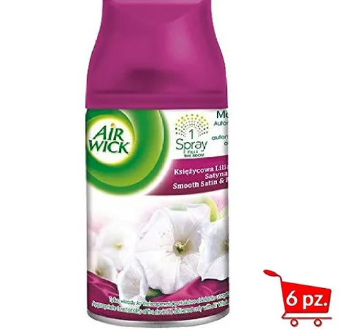 6 x AIR WICK FRESHMATIC ricarica 250ml. Smooth satin & Moon lilly