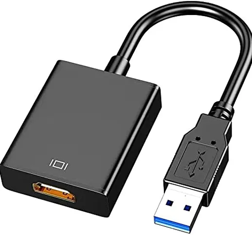 Adattatore da USB a HDMI, USB 3.0/2.0 a HDMI Audio Video Adapter HD 1080P Video Video Cavo...