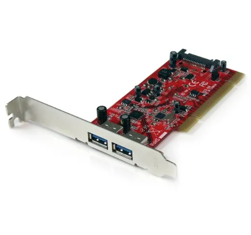 StarTech.com Scheda Pci con 2 porte USB 3.0 (5Gbps) SuperSpeed con alimentazione SATA (PCI...