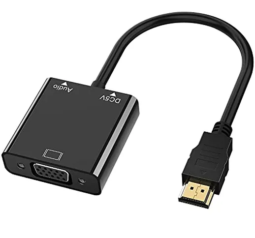 Adattatore HDMI a VGA, HDMI to VGA 1080p Full HD con Cavo di Audio e di Ricarica Micro USB...