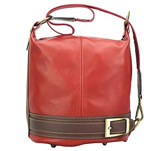 FLORENCE LEATHER MARKET Borsa a secchiello e zaino Caterina con fibbia circolare in pelle...